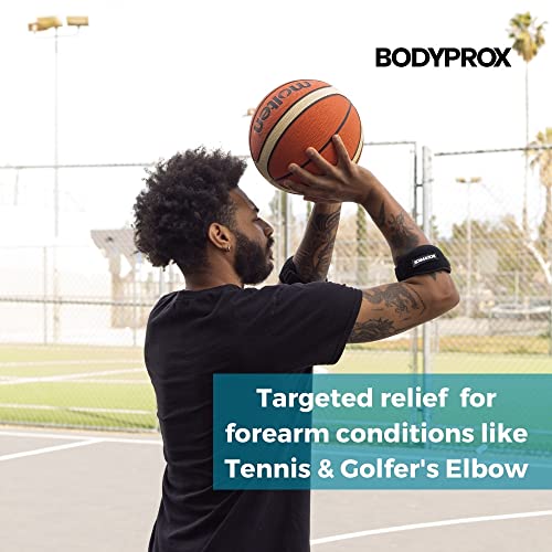 Bodyprox Elbow Brace 2 Pack for Tennis & Golfer's Elbow Pain Relief | Adjustable compression strap helps ease forearm stress from sports, workouts, work, and daily tasks.