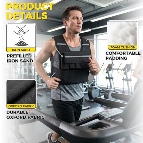 F2C Adjustable Weighted Vest 30lb / 40lb / 60lb, Removable Sandbag Weight Vest for Men Women, Running Walking Rucking, Strength & Fitness Training Vest with Reflective Strips - size: 30 lbs