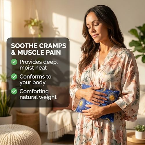 Nature's Approach Basic Herb Pack Heating Pad, Indigo | 12-herb aromatherapy rice & flaxseed fill for hot or cold therapy on neck, back, shoulders & more - style: Celestial Indigo
