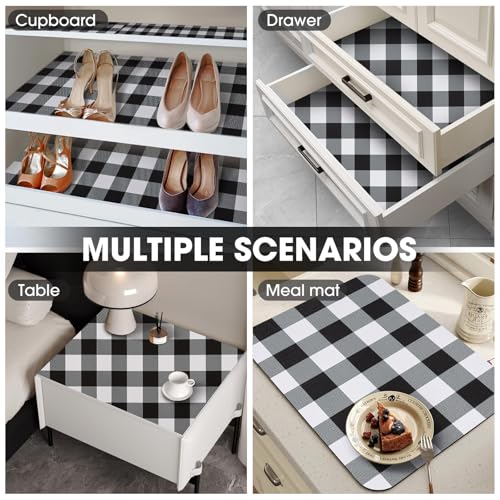 Drawer and Shelf Liner, Non-Slip Kitchen Cabinet Liners Non-Adhesive Thick Strong Grip Waterproof Washable Mats Protect Dresser Shelves Cupboard Bathroom Cabinets, Buffalo Plaid, 12 in X 10 FT - color: Buffalo Plaid, size: 11.8"W x 118"L