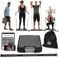EVO Gym - Portable Home Gym Strength Training Equipment, At Home Gym | All in One Gym - Resistance Bands, Base Holds Gym Bar & Handles for Travel | Portable Gym & Home Exercise Equipment - style: Starter - 6 Bands (120 Pounds)