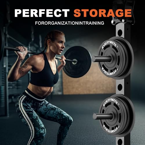 EVERYMATE Weight Plate Holder Power Rack Attachment 2 Inch Olympic Plate Storage Power Squat Rack Holder Weight Plates for 2x2 3x3 2x3 Power Cage Accessories Weight Plate Rack - color: A-5/8" hole(2pcs)-9.05 Inch