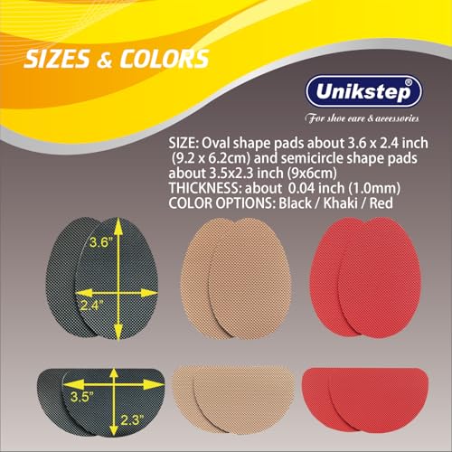 UNIKSTEP 6 Pairs (12 Pieces) Shoe Sole Non Slip Pads, Anti Skid Self Adhesive Rubber Grips, Shoe Bottom Front Sole and Heel Noise Reduction Protector Cushions (Khaki) - color: Khaki