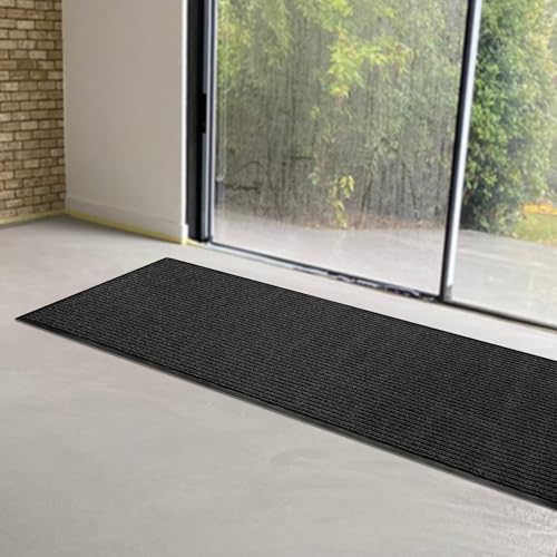 MaxMat® Commercial Floor Mat - Heavy Duty, Large Sizes, Indoor/Outdoor, Waterproof, Low-Profile, Easy to Clean Doormat (6 x 2 Feet, Black, MXM-RIB0026BK) - color: Black, size: 2 x 6 feet