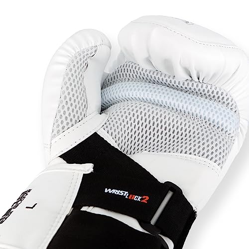 RIVAL Boxing RB10 Intelli-Shock Bag Gloves, Hook and Loop Closure - Ergonomic Fit, 1.25” of Closed Cell Foam for Intense Bag Use - color: White, size: Medium