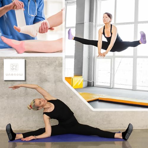 unenow Non Slip Grip Yoga Socks for Women with Cushion for Pilates, Barre, Home - color: 4 Pairs-black/White/Pink/Purple