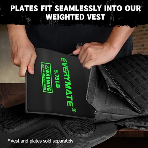 EVERYMATE Tactical Weighted Vest Plates – 3.75/5.75/8.75/14.5/19.75LB Pairs – Insert Weighted Vest Plates- Contoured Ergonomic Fit – WODs, Strength Training, Running, Weight Plates for Vest - color: 5.75LB*2, size: Curved