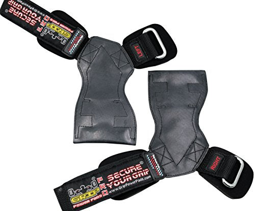 Lifting Grips PRO Weight Gloves Heavy Duty Barbell Gymnastics Straps Alternative to Power Hooks Deadlifts Adjustable Neoprene Padded Wrist Wrap - color: Black Rubber, size: Large 7.50"-8.50" Wrist Size