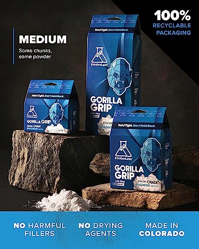Friction Labs Premium Loose Climbing Chalk - High-Performance Hand Chalk with Superior Grip for Bouldering, Climbing, Weightlifting & More - Long Lasting & Skin Friendly Powdered Chalk - size: 12 oz/340 g - Loose Chalk, style: Chunky Texture - Gorilla Gri