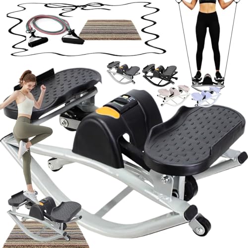 Rock Stepper Side to Side with Digital Display Rock Stepper Side to Side Machine Rock Stepper Exercise Machine with Resistance Bands&Led Display, Low-Impact Home Workout - color: Grey