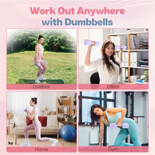 kisnbld Adjustable Dumbbell Set of 2, 4 in 1 Free Weights Dumbbells Set for Women with Fast Adjustment, Each 2lb 3lb 4lb 5lb Hand Weights Set for Home Gym & Outdoor Exercise Training - color: Purple, style: Pair