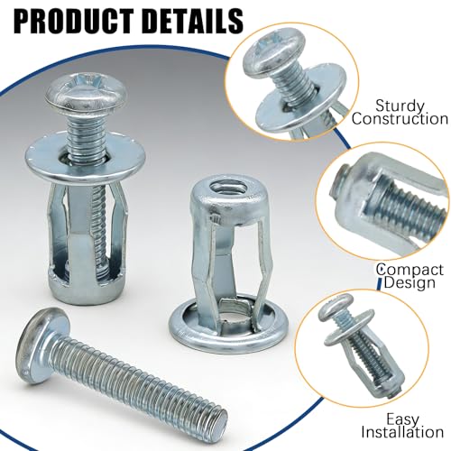 M4 x 20 Hollow Door Anchor Set, 20 Pack | Metal Cavity Fixing, Aluminium Cladding, Extra Short Wall Anchors for Steel Pipe Iron Sheet Plastic Sheet - size: 20 Pack M4 x 20