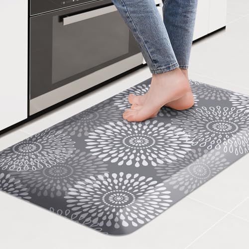 LuxStep Kitchen Mat Waterproof Kitchen Rugs for Floor Cushioned Anti-Fatigue Mat Non-Slip Standing Desk Mat Comfort Floor Mats for House Sink Office 17.3" x 28"-4/5 Inch Grey - color: Grey, size: 28"L x 17.3"W x 0.8"Th