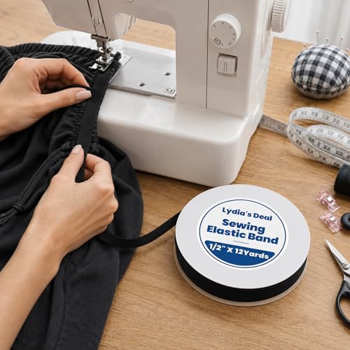Elastic Band for Sewing 1/2 Inch Wide 12 Yards, Durable & Soft High Elasticity Stretch Elastic Bands Cord for Sewing, Waistbands, Pants, DIY Crafts, Black - color: Black, size: 1/2 Inch * 12 Yards