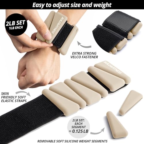 Wrist & Ankle Weights, Adjustable Bands for Women & Men Workouts, Set of 2 – 2lb or 4lb (1lb or 2lb each strap) Ideal for Runs, Jogs, Walks, Yoga, Dance, Pilates, Cardio, Aerobics, Strength Training - color: Stone, size: 2LB (1LB each)
