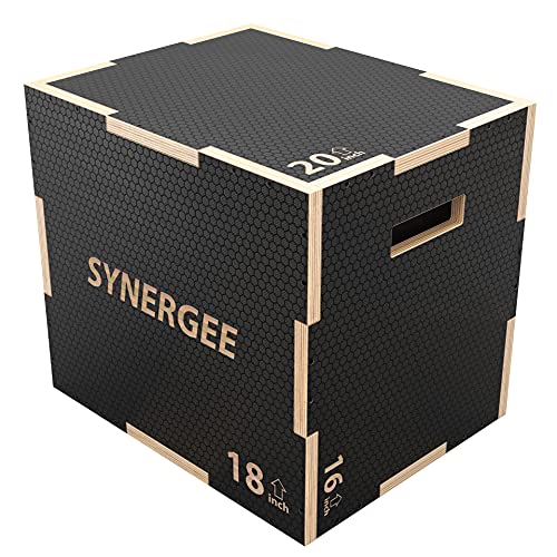 Synergee 3 in 1 Plyo Box – Wood and Soft Plyo Sizes 20/18/16 16/14/12 - color: Non-Slip - 20/18/16
