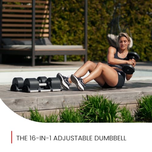 NUOBELL Adjustable Dumbbells 5-80 lbs: Replace 16 Sets, Ideal for Home Gym Weight Bench & Press - color: Black and Silver