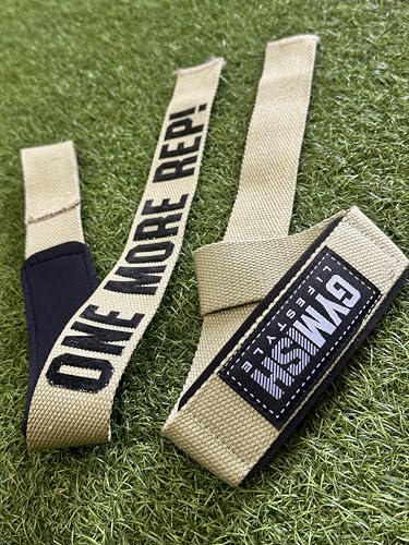 Gymish Lifestyle One More Rep Lifting Straps 24 Inch Non-Slip Soft Pad Wrist Strap for Weightlifting, Deadlifts & Powerlifting, Bodybuilding, Heavy Duty Gym Grips for Strength Training & Crossfit - color: Military