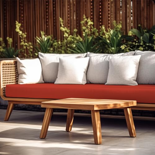 Sundale Outdoor Olefin Bench Cushion， Water-Resistant Patio Couch Cushion, Loveseat Sofa Pad with Straps Red, 59 x 18 x 4 Inches - color: Red, size: 59 X 18 X 4 Inch
