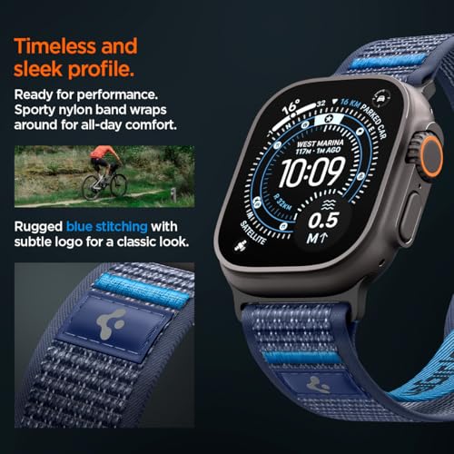 Spigen for Apple Watch Band, Compatible with Ultra 3/2/1 49mm, Series 11/10 46mm, 9/8/7 45mm, SE3/SE2/SE/6/5/4 44mm, 3/2/1 42mm - color: Active Navy Blue