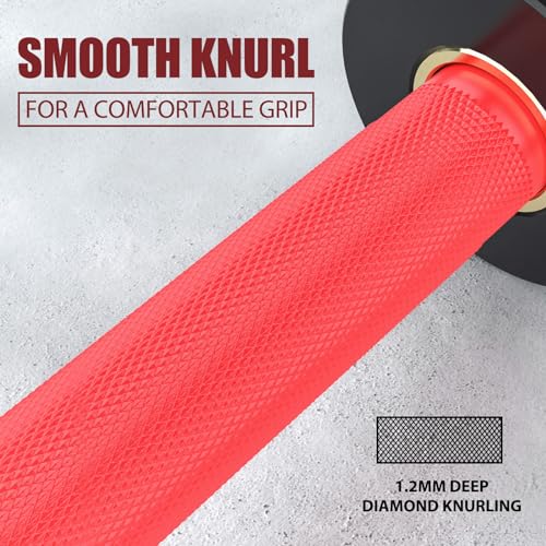 TECHNOAGE 7ft Olympic Barbell 45LB – 1500LB Capacity Weightlifting Bar with Needle Bearings & 28mm Knurled Grip, Powerlifting Strength Bar for Squat Bench Deadlift, Home Gym Olympic Weight Bar - color: Black Red