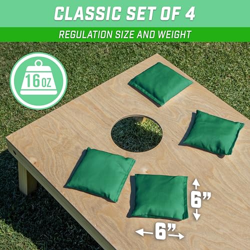 GoSports Classic Cornhole Bean Bags Set of 4-16 Colors Available - Regulation All Weather, Mix and Match - color: Dark Green