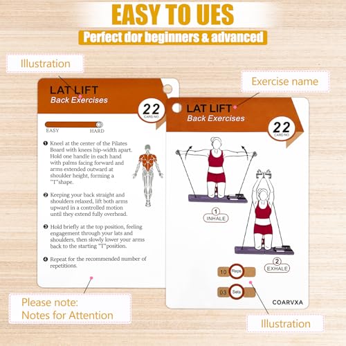 Pilates Board for Women-71 Exercise Cards with Pilates Board，Includes 4-Week Challenge,2 Rings& Dry-Erase for Easy Organization-Home, Gym or Studio (Pilates Board) - color: Pilates Board