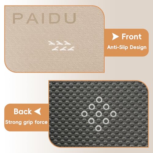 PAIDU Foldable Yoga Mat, 70"x24"x0.31" TPE Non-Slip Mat with Bag | Double‑sided non‑slip, 8mm thick TPE, foldable for travel, ideal for yoga/pilates/fitness/home/outdoor workouts - color: Beige+Black