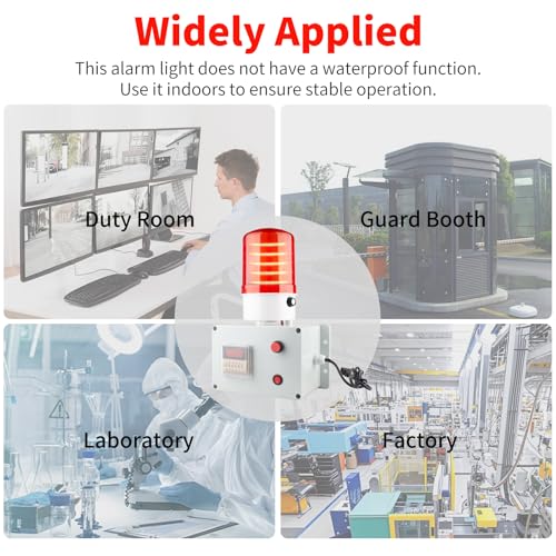Cycle Timer Alarm with Flashing Light - 0-110dB Adjustable Siren, Automatic Repeat Timing for Industrial Safety, Facility Reminders, Workshops, Gyms, Kitchens, Laboratories (AC110V)