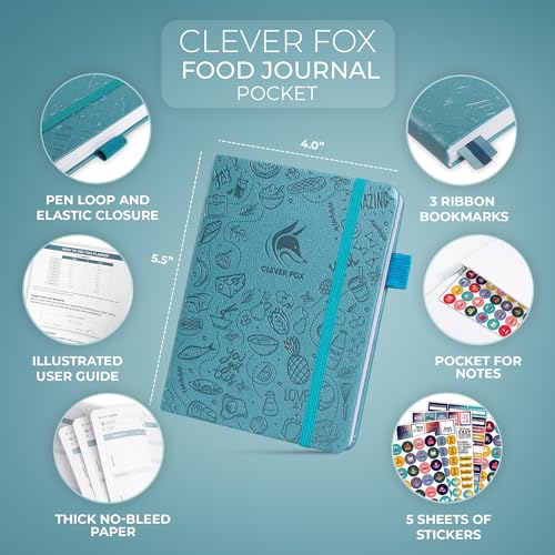 Clever Fox Food Journal Pocket - Daily Food Diary, Meal Planner to Track Calories & Nutrients, Weight Loss Tracker Notebook, 4x5.5” (Aquamarine) - color: Aquamarine, size: Pocket (4.0'' x 5.5'')