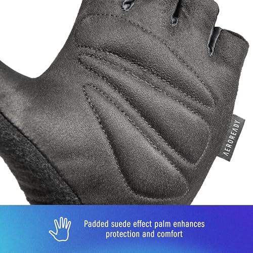 adidas Essential Training & Weightlifting Gloves, Fingerless Workout Gloves - color: Blue, size: Large