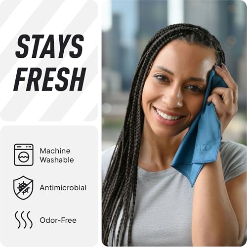 Pocket-Sized Sweat Towels - The Original Sweat Absorbing Handkerchiefs - Quick-Dry Microfiber Sweat Rags for Face, Hands, & Body - Men & Women - Gym, Sports, and Work (Creek: Large Size, 3 Pack) - color: Creek