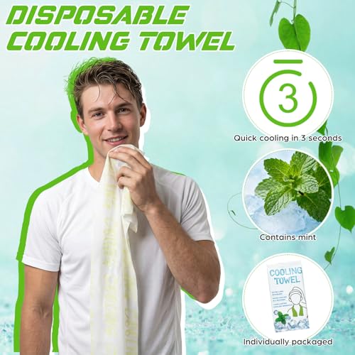 25 Count Disposable Cooling Towel, 23.6''x 7.9'' Large Cooling Body Wipes, Sports Ice Towel for Hot Weather Oversized and Extra Thick, Individually Wrapped for Sport Player