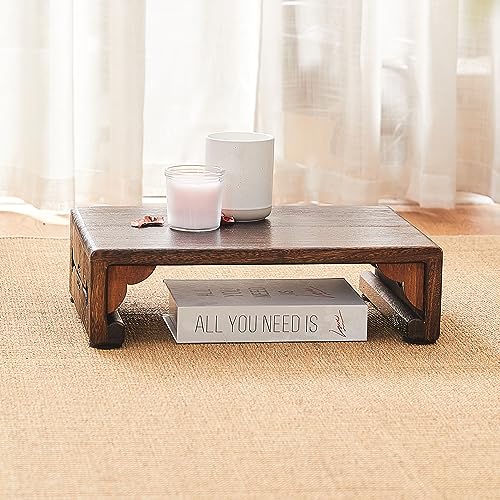 Wood Bed Step Stool,Wide Wooden Stepping Stool for Kids & Adults,Desk Foot Stool,4 inch Step Stool,Low Footrest Step Platform,Surface 15.8"x11.8"