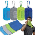 4 Pack Cooling Towels (40"x12"), Microfiber Chilly Towels Soft Breathable Gym Ice Towel for Workout, Yoga, Sport, Silicone Set Travel Sweat Towels Fast Drying Lightweight Cooling Neck Wraps - color: Blue/Green/Grey/Deep Blue