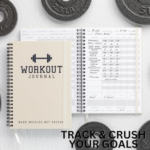 ZICOTO Ultimate Workout Journal - Complete Fitness Training Planner for Men and Women - Track PRs, Build Muscle & Dominate Your Workouts - Essential Gym Gear Accessories for Serious Weight Lifters - color: Beige