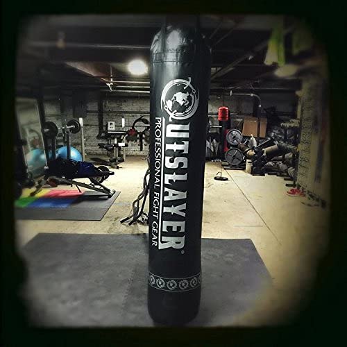 Muay Thai Punching Bag 6ft 150lbs Unfilled Made in USA - color: Black, size: Without Bottom D-Ring