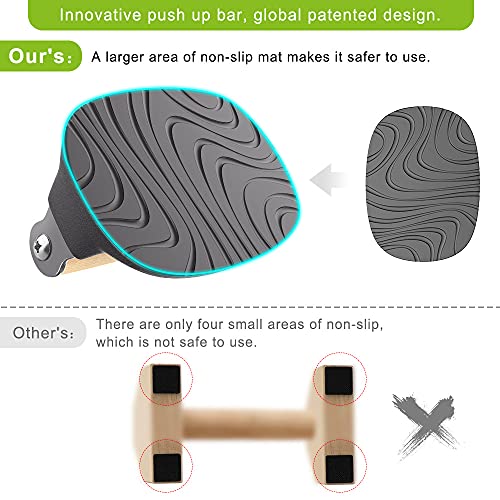 Dolibest Push Up Bar, 12'' High Parallettes Bars with Wooden Handles, Stable and Comfortable Calisthenics Equipment, Suitable for Handstand, L-Sit, Dip Bar, Strength Training for Indoor Outdoor Use - color: Wooden Handle