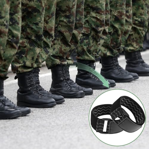 4 PCS Elastic Boot Straps, Ankle Strap Cowboy Boot Straps, Adjustable Stretch Cinch Strap with Anti-Slip Rubber & Buckle, Military Blousing Straps for Cycling Hiking Fishing Skiing Military(Black)