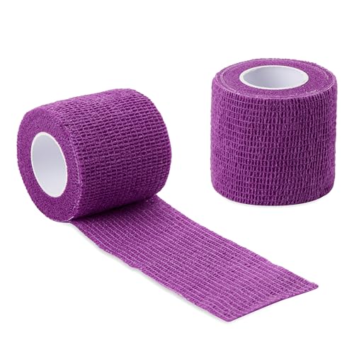 Sensi Wrap Grip Cover Sports Self Bandage Rolls 2-inch x 5-Yards 24pcs (Violet) - color: Violet