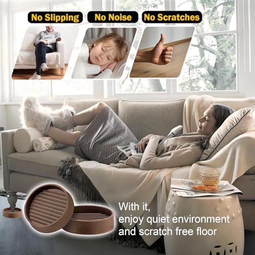 xxxHOLIC Rubber Non Slip Furniture Pads, 2" Brown Round, Set of 4 | Furniture Cups for Hardwood Floors, Rubber Furniture Grippers, Anti Slide Bed Frame & Couch Stoppers - color: Brown, size: 2"Round