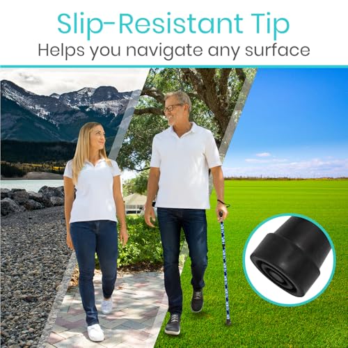Vive Folding Cane - Foldable Walking Cane for Men, Women - Fold-up, Collapsible, Lightweight, Adjustable, Portable Hand Walking Stick - Balancing Mobility Aid - Sleek, Comfortable - color: Blue Burst