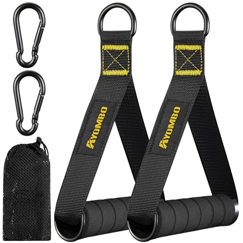 Ayombo Gym Equipment, Cable Attachments for Gym, Home Workout Equipment Machine Grip Attachments, Resistance Bands Handles for Weight Strength Trainer, Gym Heavy Duty Exercise Handle for Men - color: Black