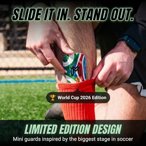 MediCaptain MiniGuards - Mini Shin Guards for Soccer Players - Tiny Shin Pads for Men, Women, Teens - Miniature Shin Guards 3.9 x 2.4 inch - Perfect for High Level Soccer Athletes - color: World Cup