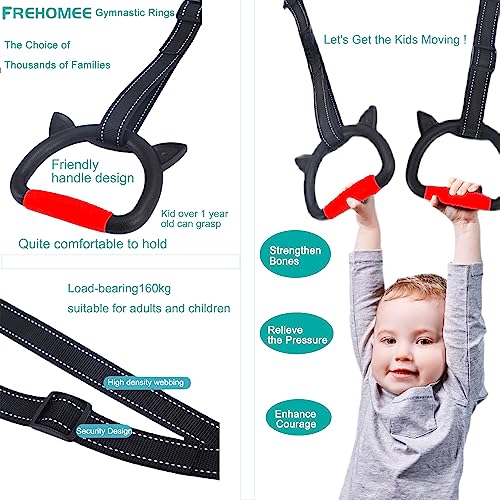 New Professional Gymnastic Rings,Both for Adults and Kids,Support 550 LBS,Home Fitness Equipment,Indoor and Outdoor Pull-up Bar for Stretching and Height Increase,with Adjustable Straps - color: Red