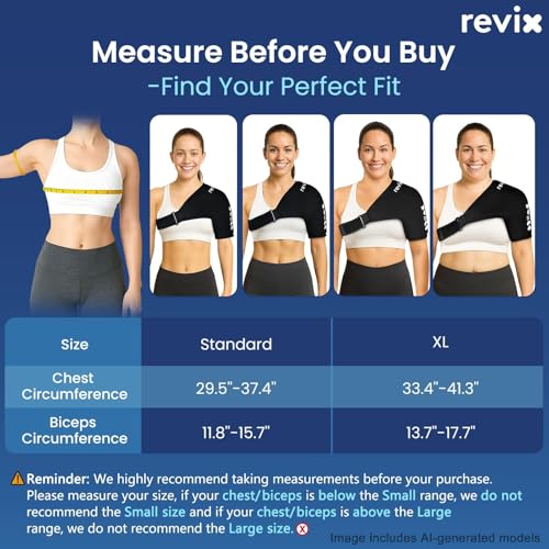 REVIX Large Shoulder Ice Pack for Rotator Cuff Cold Therapy, Premium Solid Gel Shoulder Ice Pack XL with Soft Lycra, Reusable Large Cold Pack for Men and Women Post-Workout Recovery & Discomfort - size: XL, style: Basic