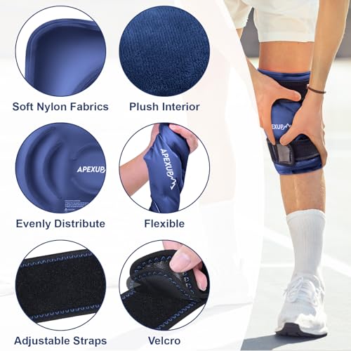 APEXUP Ice Pack for Knee Pain Relief, Large Reusable Wrap After Surgery, Flexible Gel Cold Pack for Injuries, Pain Relief for Back, Shoulder, Elbow, Ankle and Leg (Navy Blue, XXL, 2PK) - size: 2X-Large-2PK, style: Navy Blue