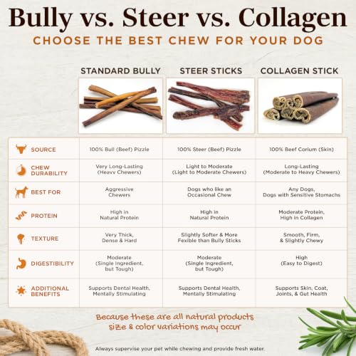 Riley's 12" Beef Collagen Sticks for Dogs - 100% Natural Beef - 10ct | Digestible Collagen Chews for Dogs - Single Ingredient, No Hide Chews - Grain-free and Gluten-free Pet Treat