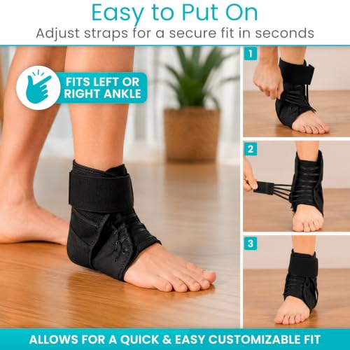 Vive Lace Up Ankle Brace for Women & Men - Compression Sleeve for Achilles Tendonitis, Sprains - Foot Support for Plantar Fasciitis - Adjustable Wrap (X-Small) - size: X-Small