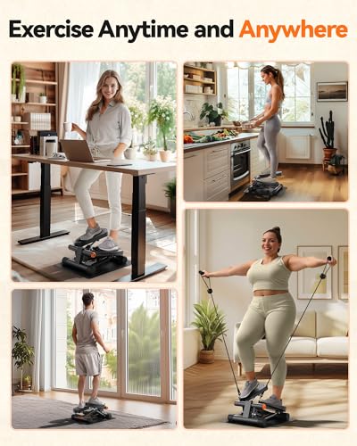 Niceday Steppers for Exercise, Stair Stepper with Resistance Bands, Mini Stepper with 300LBS Loading Capacity, Hydraulic Fitness Stepper with LCD Monitor